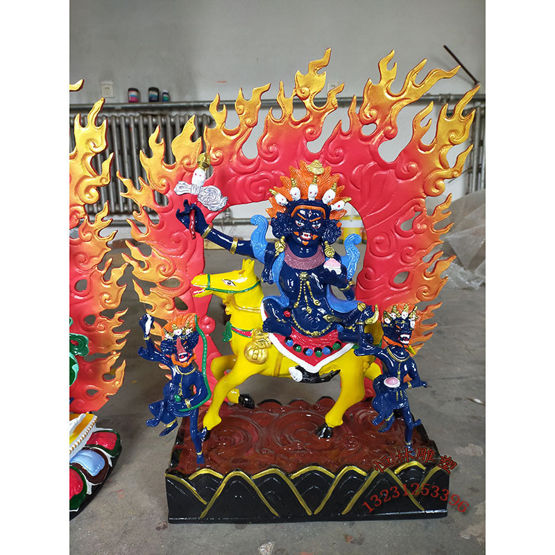 纯铜铸造大型藏传全铜50公分财宝天王大威德金刚 阎魔尊护法佛像