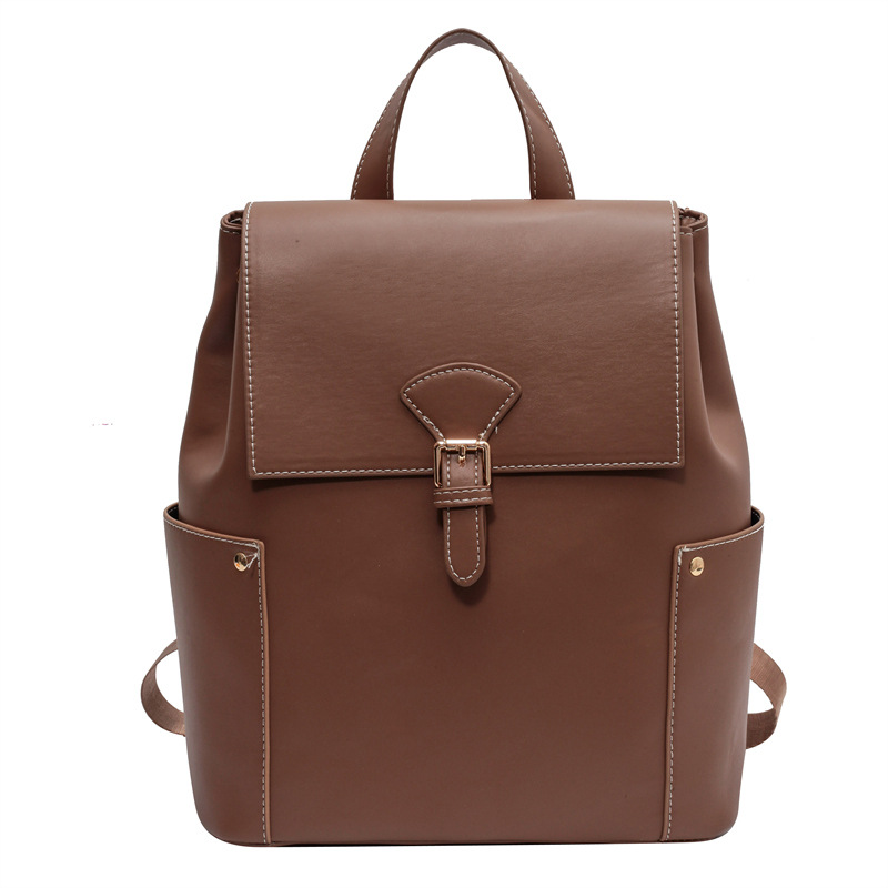 New Fashion Trendy PU Leather Backpack Casual Retro Backpack Shaping Student Schoolbag Women's Backpack Cross-Border