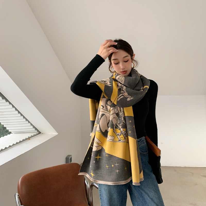 Autumn and Winter Scarf for Women 2021 New Artificial Cashmere Scarf European and American Street Style Cashmere-like Shawl Scarf for Women
