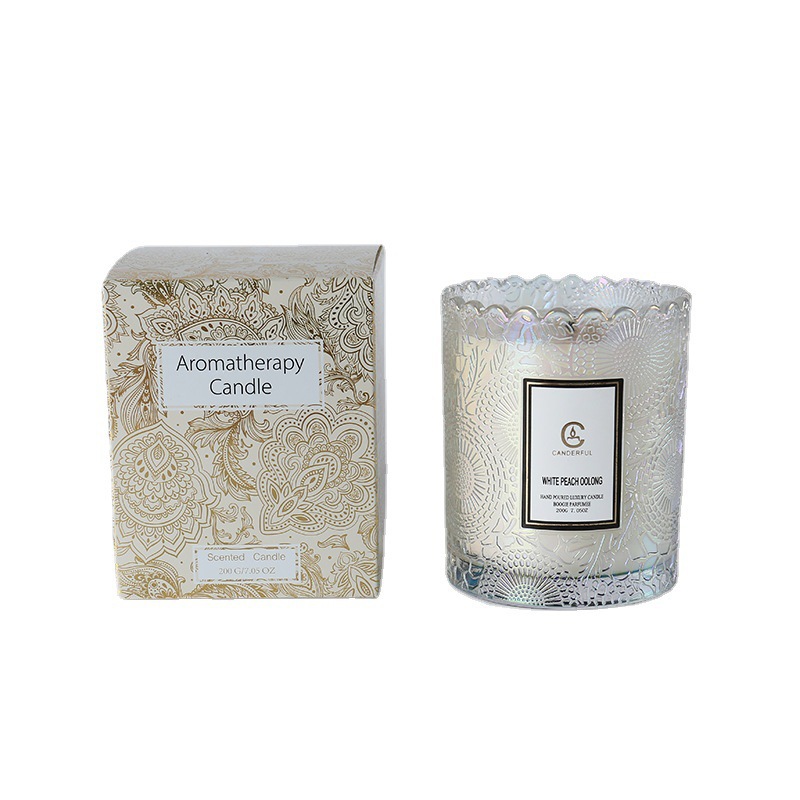 [Fangdi] Diptyque Candle Fragrance Plant Soy Wax Gift Lace Relief Glass Aromatherapy Candle