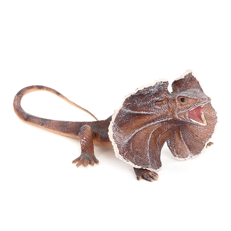 跨境热卖 仿真野生动物模型伞蜥斗篷蜥蜥蜴儿童认知塑料玩具摆件