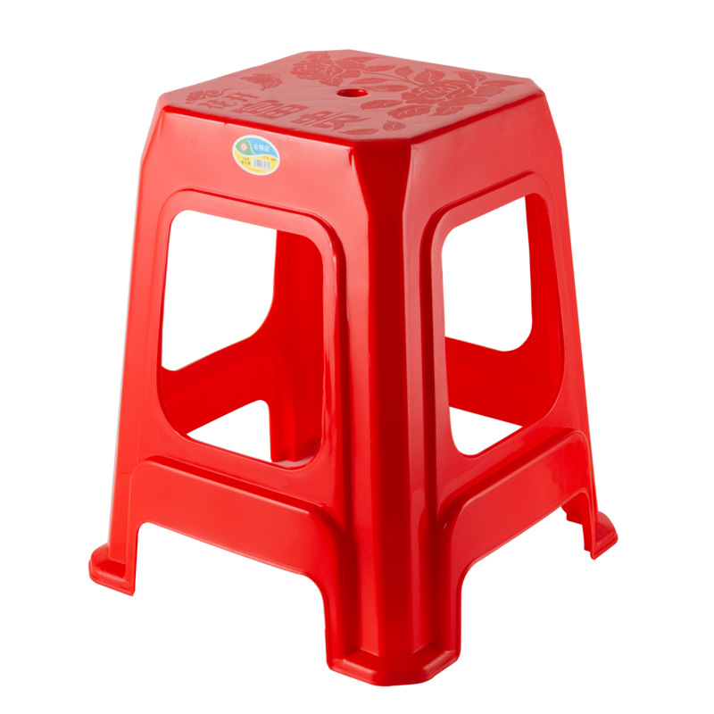 加厚家用塑料凳子红色餐桌方凳板凳熟胶凳大排档椅子成人凳子批发