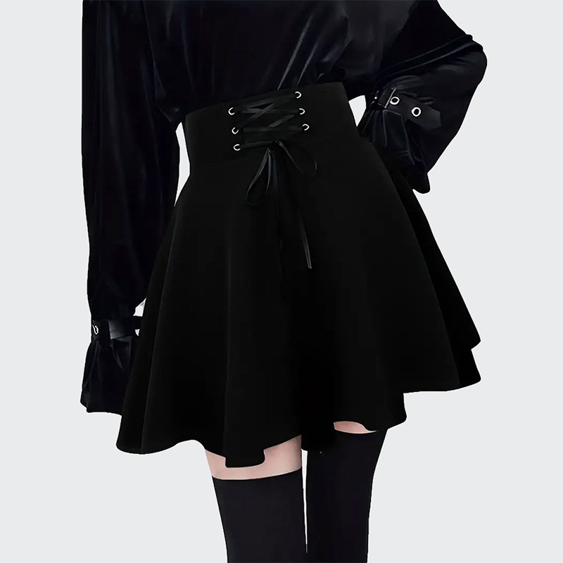 跨境亚马逊外贸欧美时尚辣妹宽松半身裙哥特式高腰迷你短裙公主裙