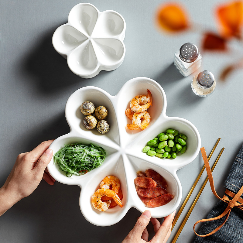 白色创意个性小食卤味拼盘菜盘子商用餐厅凉菜碟酒店摆台异形餐具