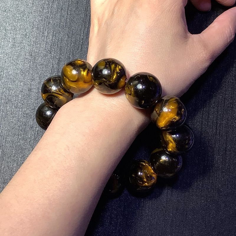 天然龙延香灰琥珀手串男女生士蜜蜡圆珠情侣手链招财转运原创大气