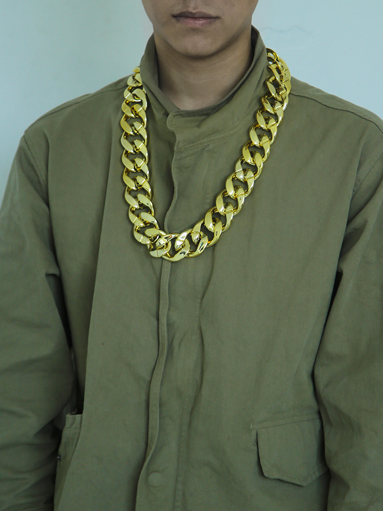 土豪大金链子网红社会人塑料抖音男粗夸张道具墨镜假合金项链