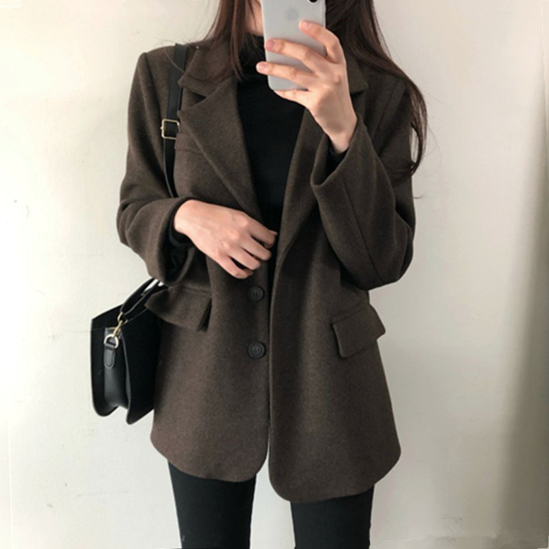 加厚花毛呢外套女