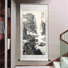 仙山福地古画仿古字画装饰挂画竖式装饰客厅书法装裱办公室卷轴画