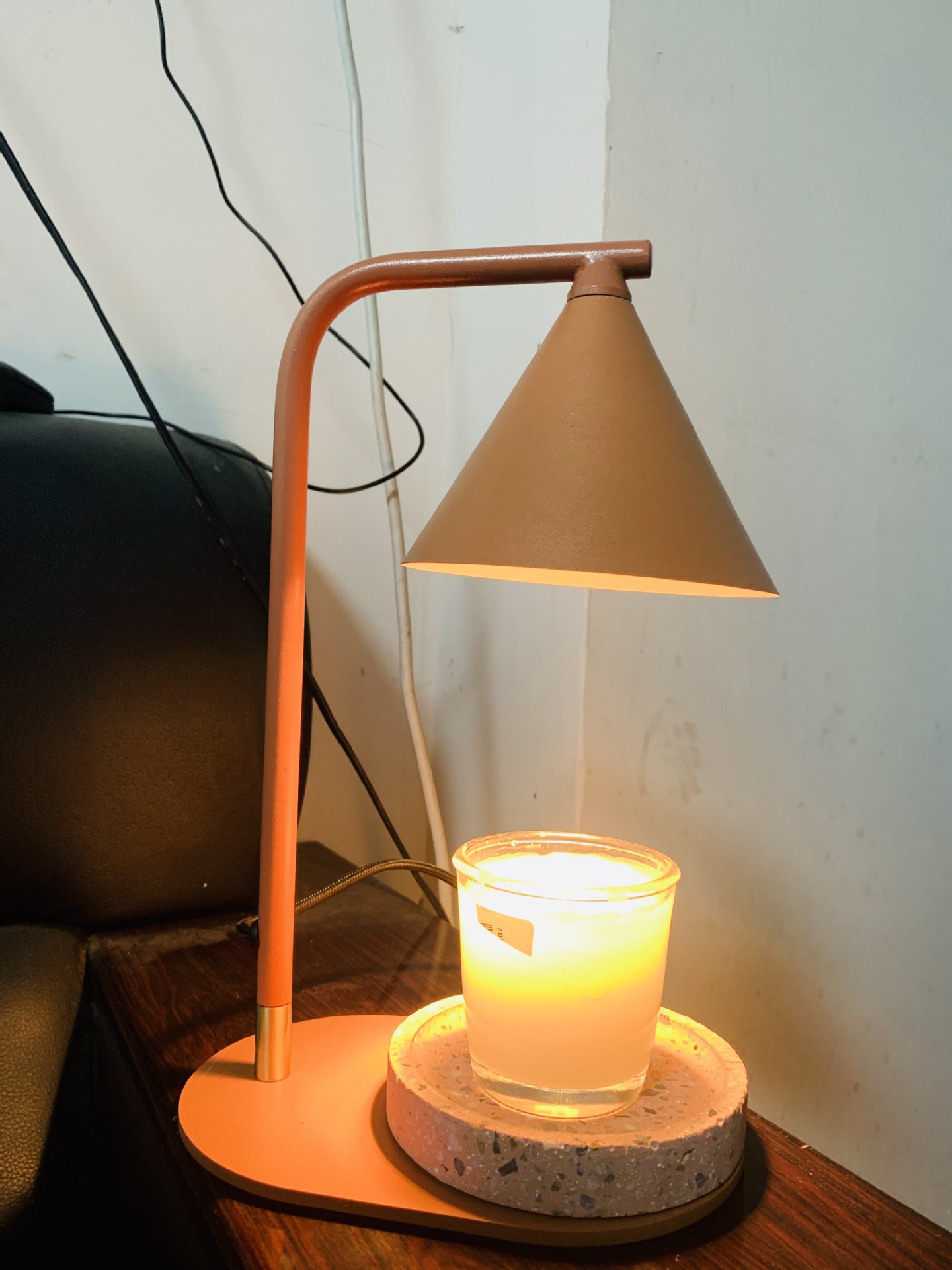 蜡融灯网红香薰融蜡灯浪漫香氛台灯礼物轻奢大理石融蜡烛灯融烛灯