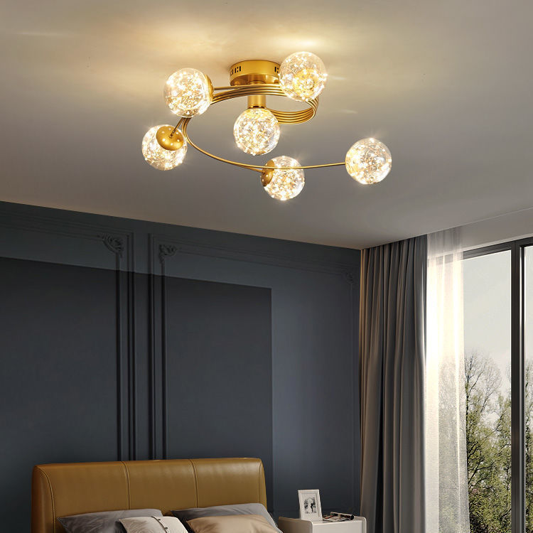 Living Room Master Bedroom Ceiling Lamp Starry Golden Simple Modern Nordic Smart Light Luxury Room Suction Lamp Lighting