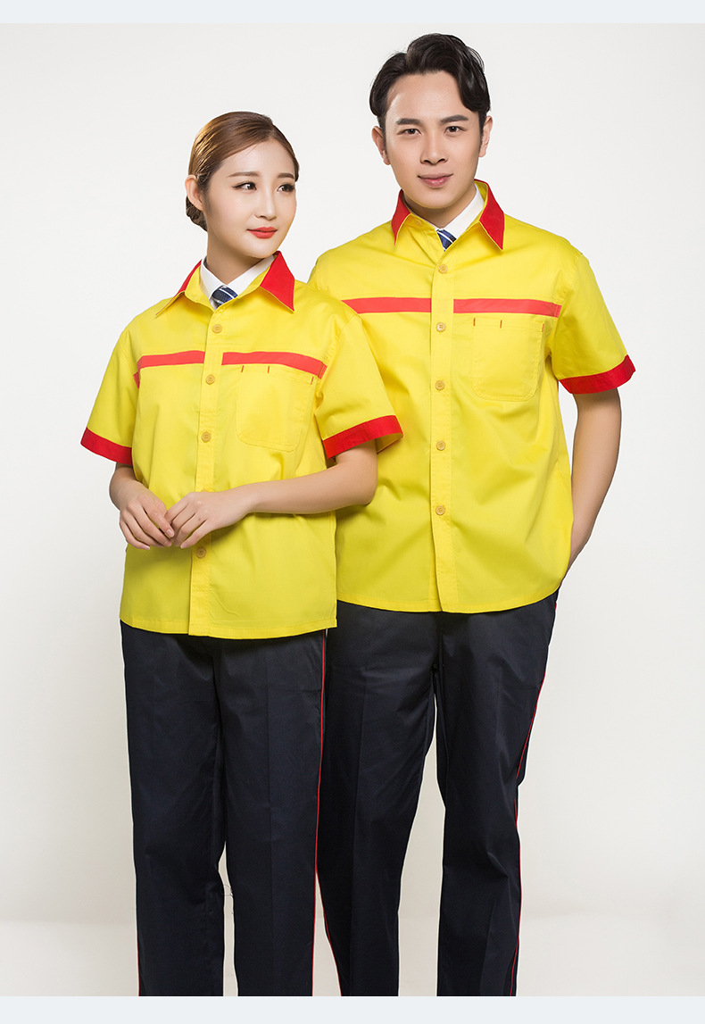 涤棉夏季短袖加油站防静电工作服套装男特种燃气中石化石油服装