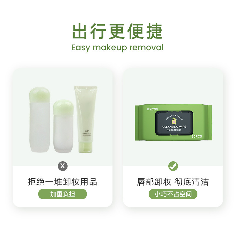 60 Pieces Avocado Neutrogena Cleansing Towelettes Disposable Facial Gentle Cleaning Disposable Make-up Removing Tissue Portable Face Cleansing Face Washing Towel