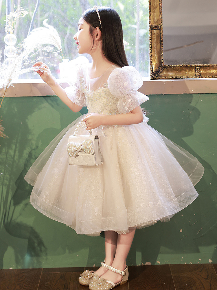 女童公主裙2022款夏季儿童礼服花童婚礼女孩主持人钢琴演奏演出服