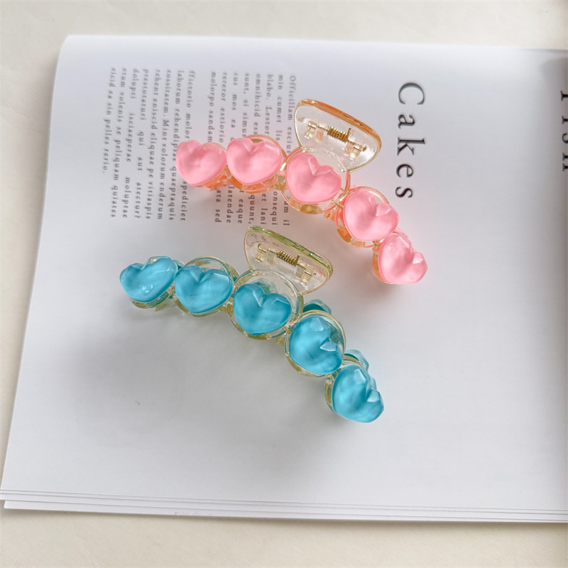 Tulip Milky White Grip Sweet Girl Water Ripple Love Hair Claw Gentle Shark Clip Spring New Hairpin