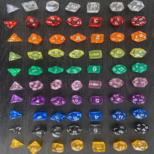 透明多面套装数字骰子亚克力色子龙与地下城游戏骰子透明骰子