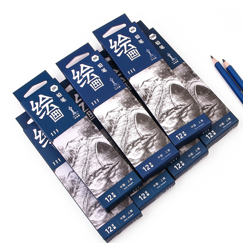 中华8b12b专业绘画铅笔中华111绘图铅笔美术素描铅笔粗杆铅笔