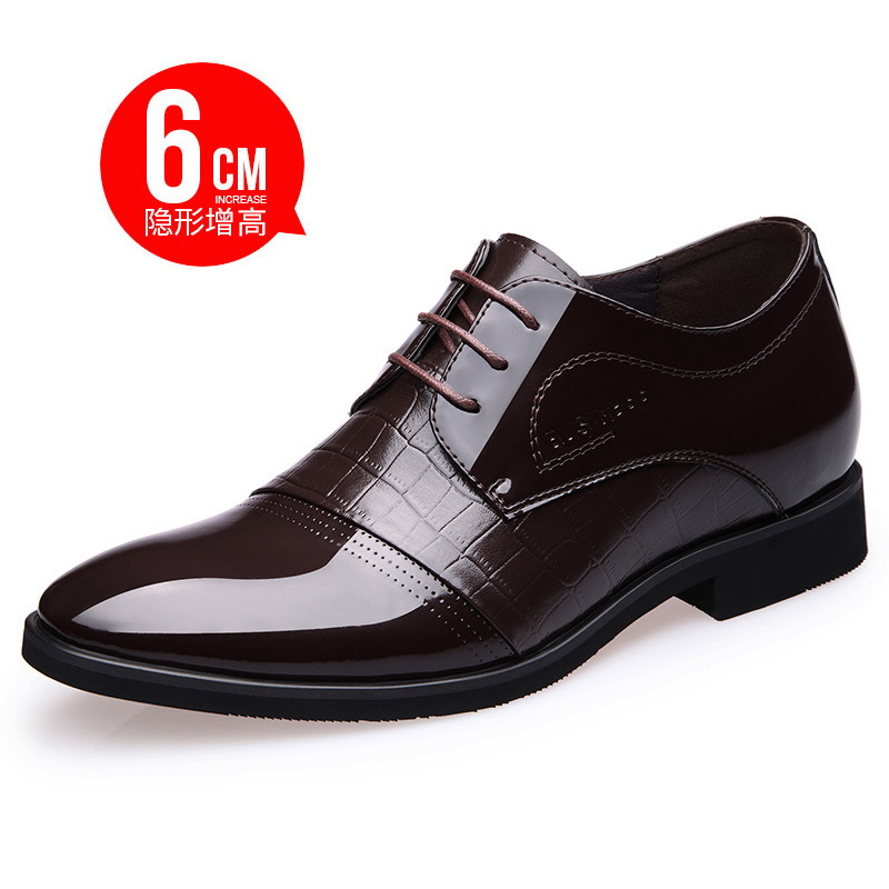 春秋男士隐形内增高6cm英伦内增高皮鞋漆皮增高鞋男式商务皮鞋子
