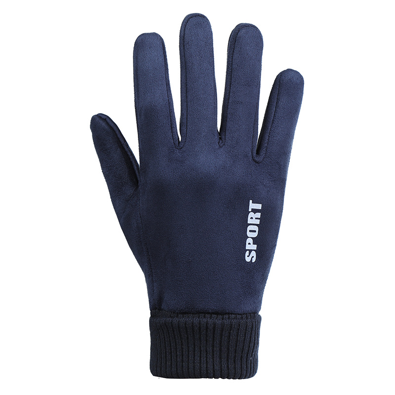 Winter Warm Suede Gloves Adult Men Women's Fleece-Lined Thickened Riding Sports Anti-Slip Screw Touch Screen Gloves