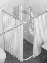 免打孔浴帘杆浴室伸缩杆洗澡间t形干湿分离淋浴隔断卫生间晾衣杆