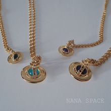 NANASPCE-土星系列中号10飞碟彩色玻璃珠立体土星锁骨项链10mm