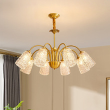轻奢美式客厅吊灯现代简约大气主卧卧室餐厅灯法式复古全铜灯具