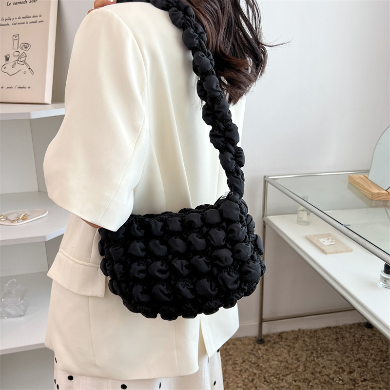 Trendy Women's Bags Bubble Clouds One Shoulder Underarm Bag Niche Personality Pleated Underarm Bag Western Style Daily Commuter Bag