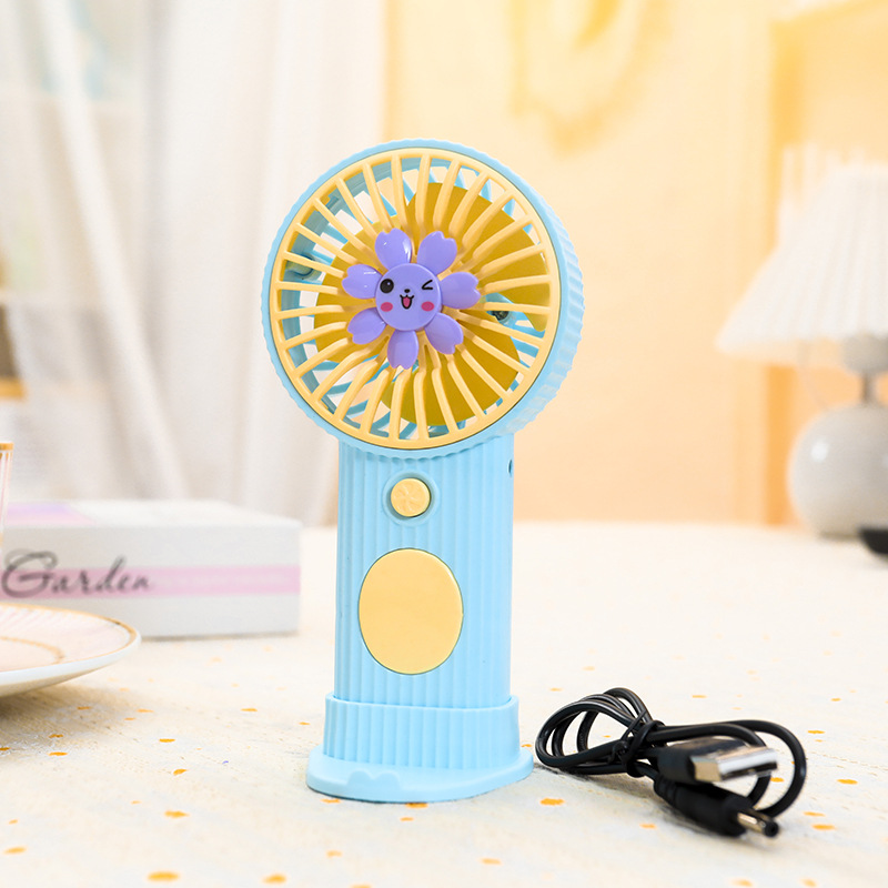 Cartoon Cute Small Flower Handheld Electric Fan Usb Rechargeable Endurance Home Student Dormitory Mini Fan