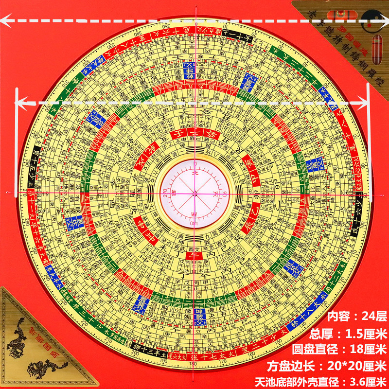 高精度彩板罗国源6寸三元三合综合黄铜面板罗盘指南针罗经指南针