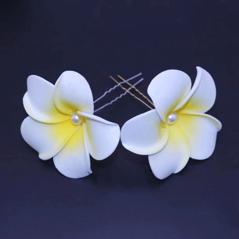 傣族头饰鸡蛋花网红旅游度真花朵成品鸡蛋花发簪小额代发跨境