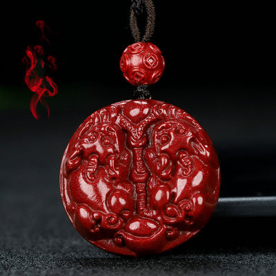 原矿朱砂招财双貔貅吊坠男女情侣项链紫砂配饰本命年玉坠挂件情侣