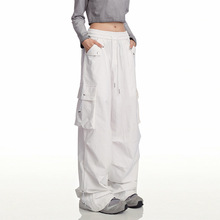 设计感白色工装裤女美式hiphop潮牌高街嘻哈爵士舞裤子休闲运动裤