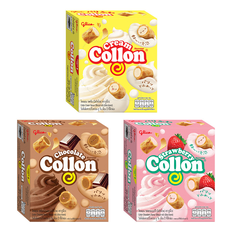 泰国进口零食格力高Collon注心夹心饼干草莓奶油巧克力夹心蛋卷