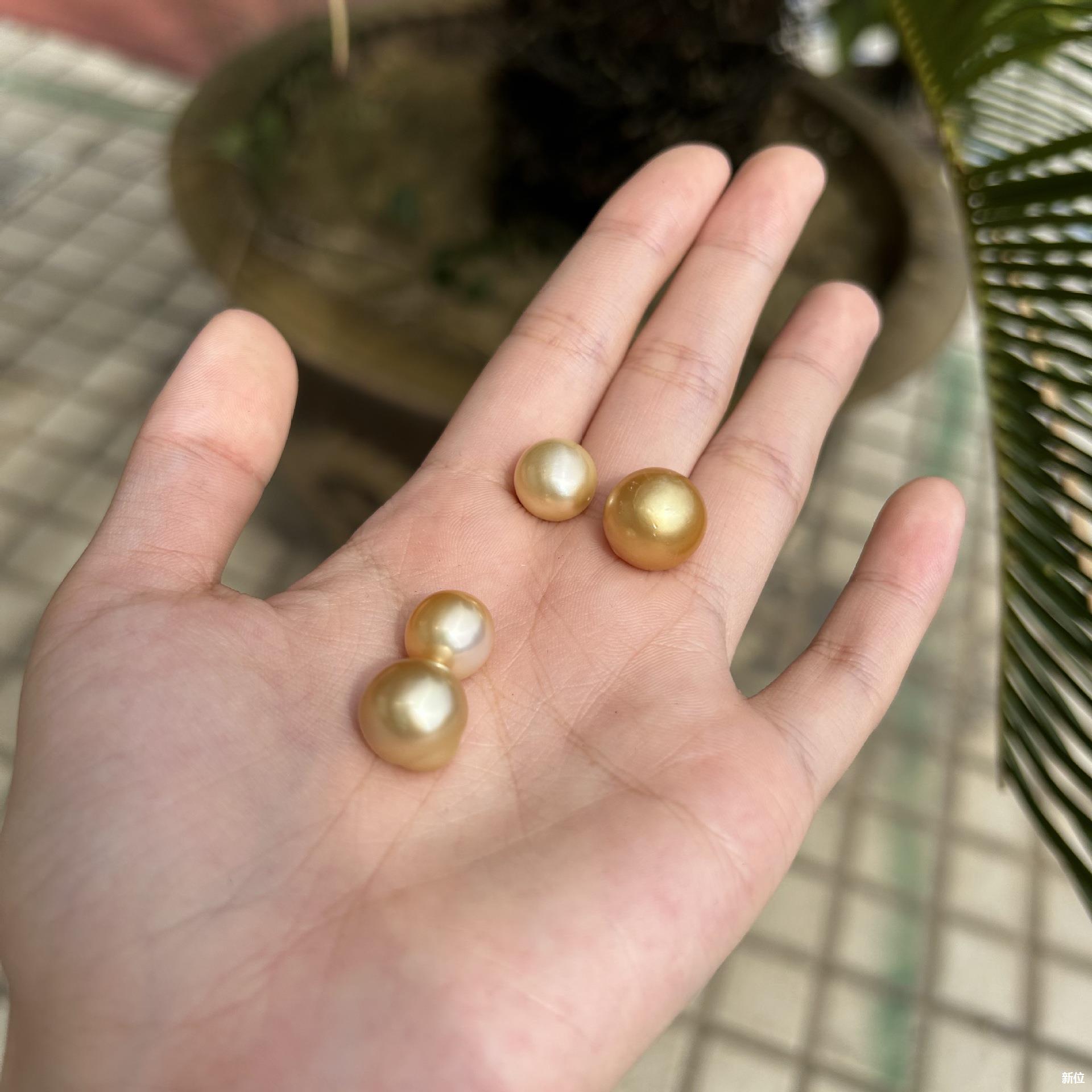 海水珍珠10-14mm 南洋金珠近圆微巴洛克微瑕裸珠散珠diy 高光高亮