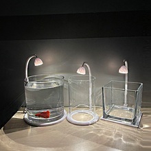 纳纶桌面鱼缸小型懒人玻璃造景客厅餐桌斗鱼小鱼缸家用夜灯观赏灯