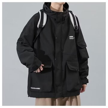 国潮牌机能风工装外套男士潮流学生原宿风宽松连帽多口袋夹克潮户