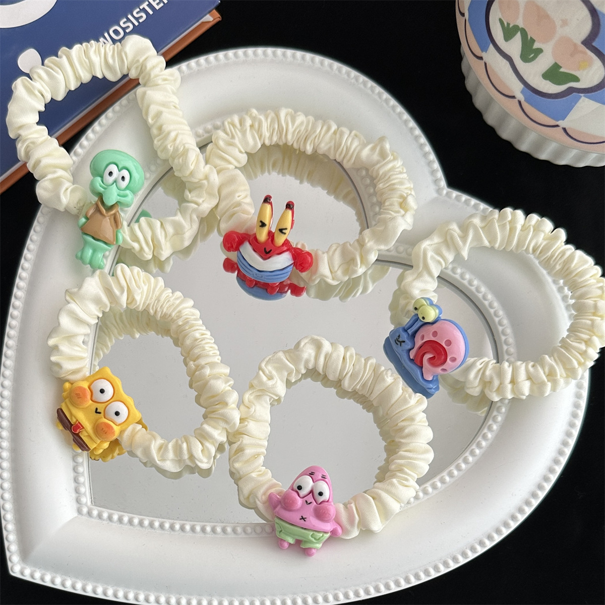 超萌可爱卡通小海绵粉大星发绳高马尾发圈甜美少女学生头绳发装饰