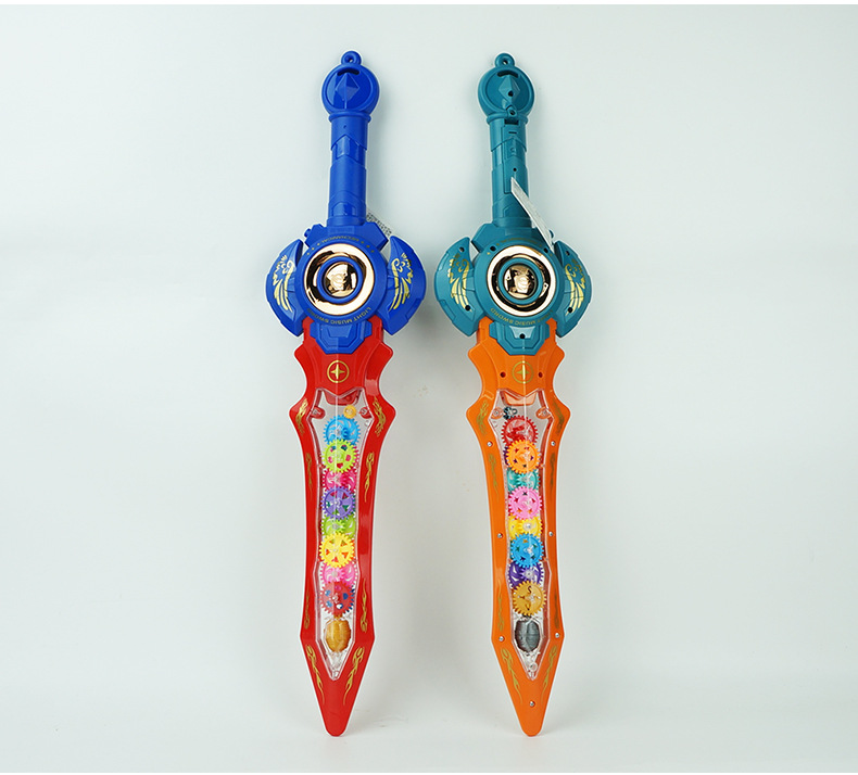 696-55 展示盒8只庄电动灯光音乐震动齿轮剑 儿童刀剑玩具模型