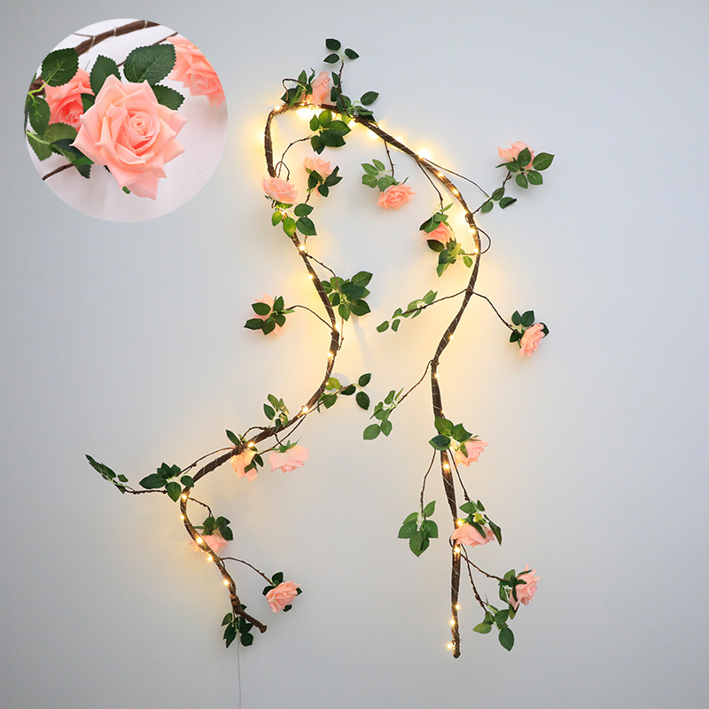 New Artificial Rose Lighting Chain Rose Floral Series Lighting Chain Room Wedding Celebration Decoration Cherry Blossom Lamp Ambience Light