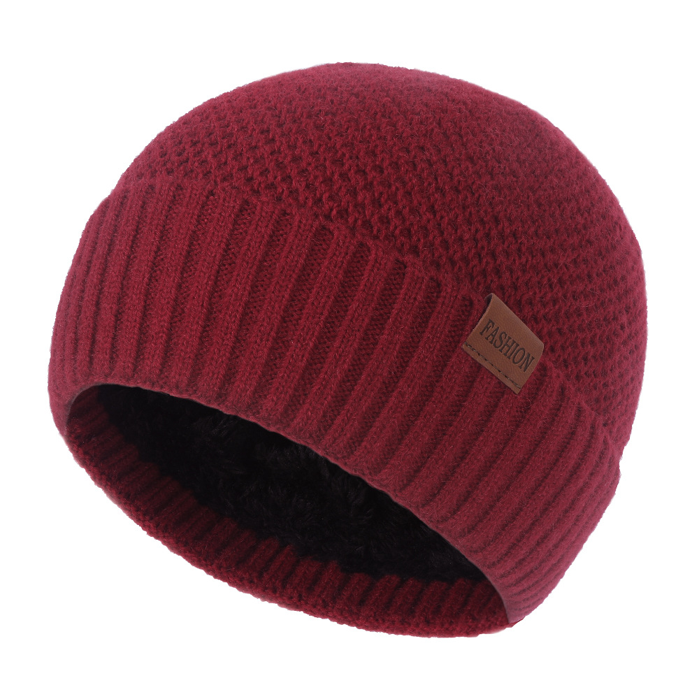 2022 Autumn and Winter New Hat Thermal Knitting Fleece-Lined Thickened with Standard Solid Color Stripes Outdoor Travel Earflaps Cap