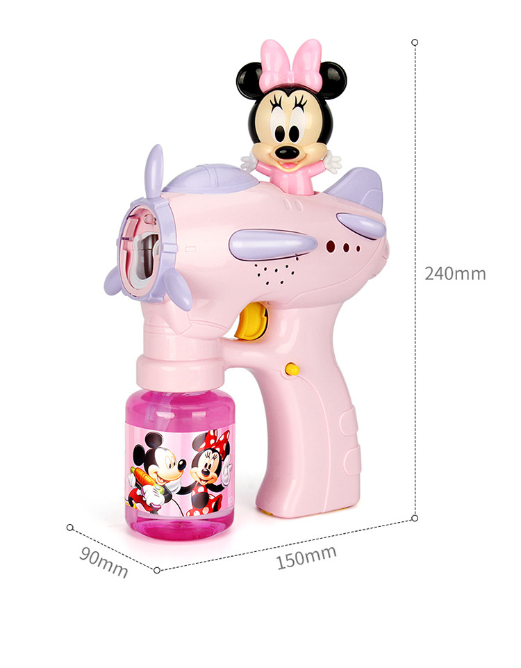 迪士尼正版授权米奇泡泡枪电动泡泡机米妮不漏液音乐灯光儿童玩具