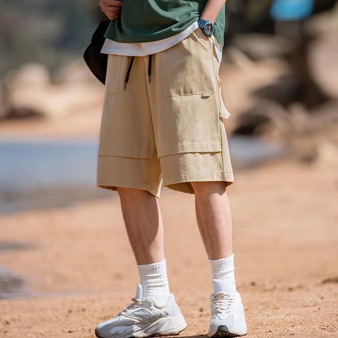 夏季休闲短裤男韩版ins潮牌宽松五分中裤户外时尚纯色棉质工装裤