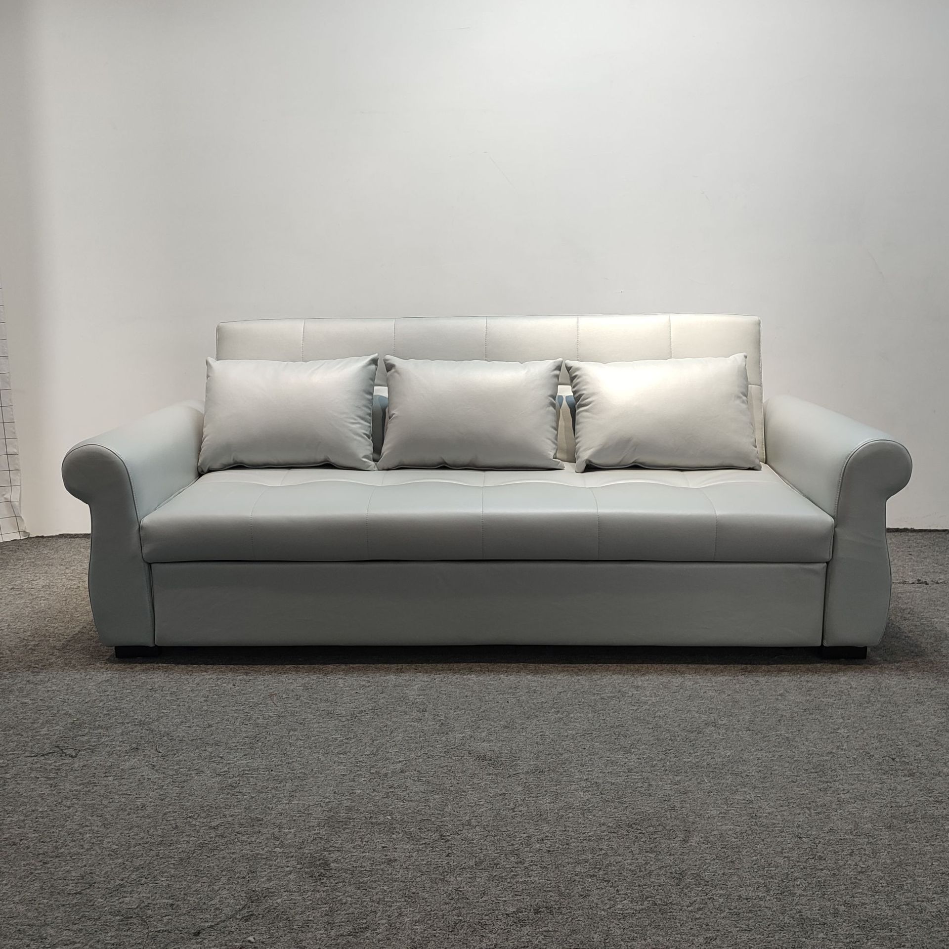 北欧简约两用可折叠一字型2.2米三人位灰色科技布ins风沙发床