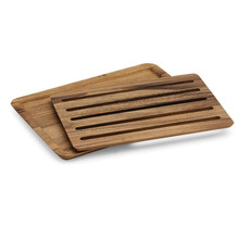 批发金合欢木面包板可拆卸两用面包托盘两件套实木面包切片板BSCI