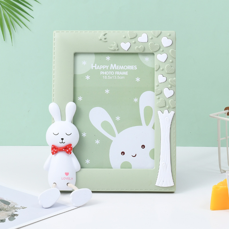 创意简约相框摆台挂墙可爱儿童节宝宝卡通框架7寸兔子洗照片礼物