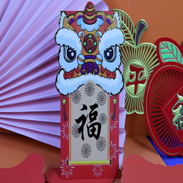 龙年烫金国潮醒狮新年红包造型立体2024新年红包春节龙年红包开业