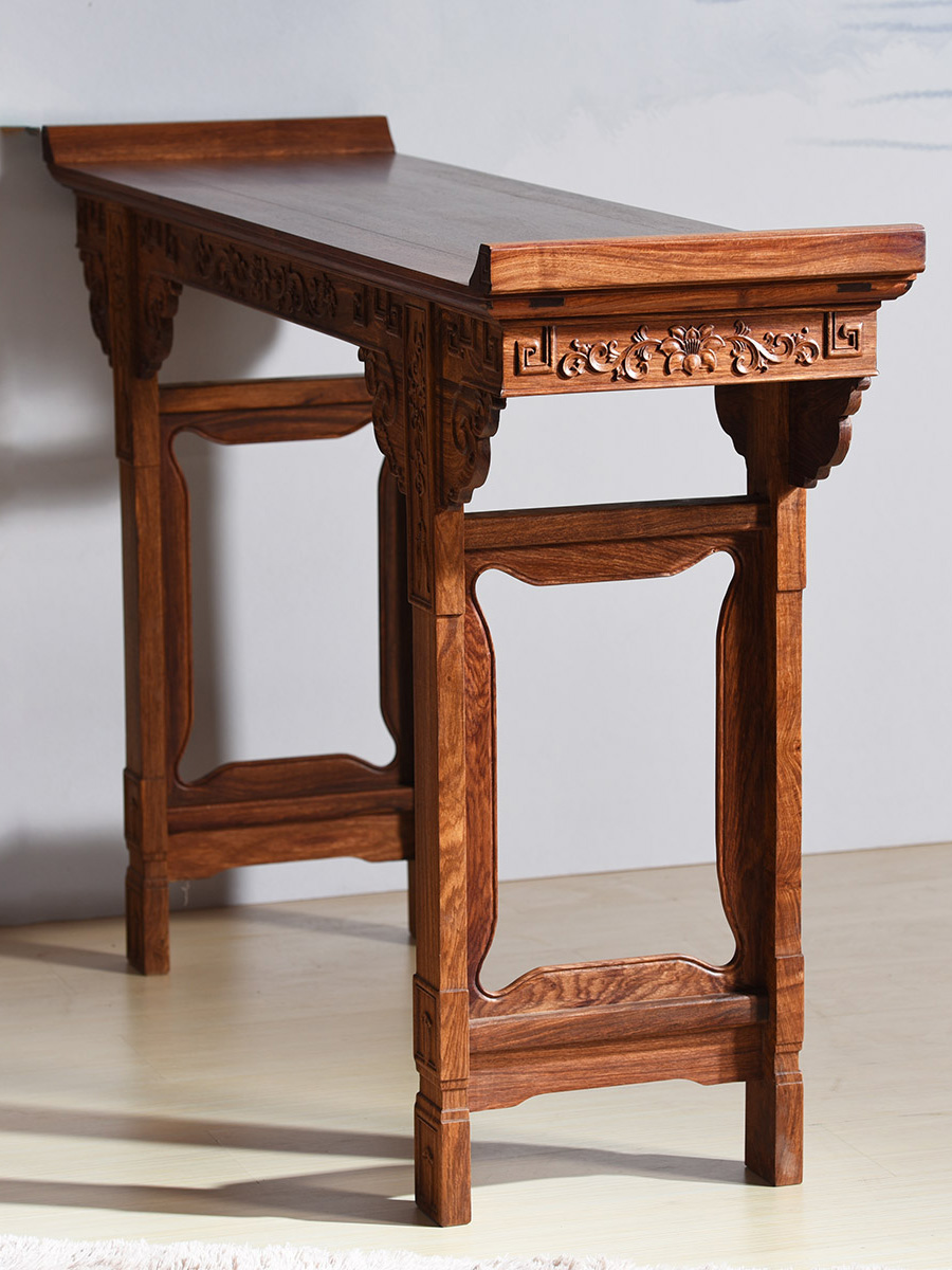 烫蜡红木翘头案刺猬紫檀古典中式供桌条案玄关桌中堂神台案几实木