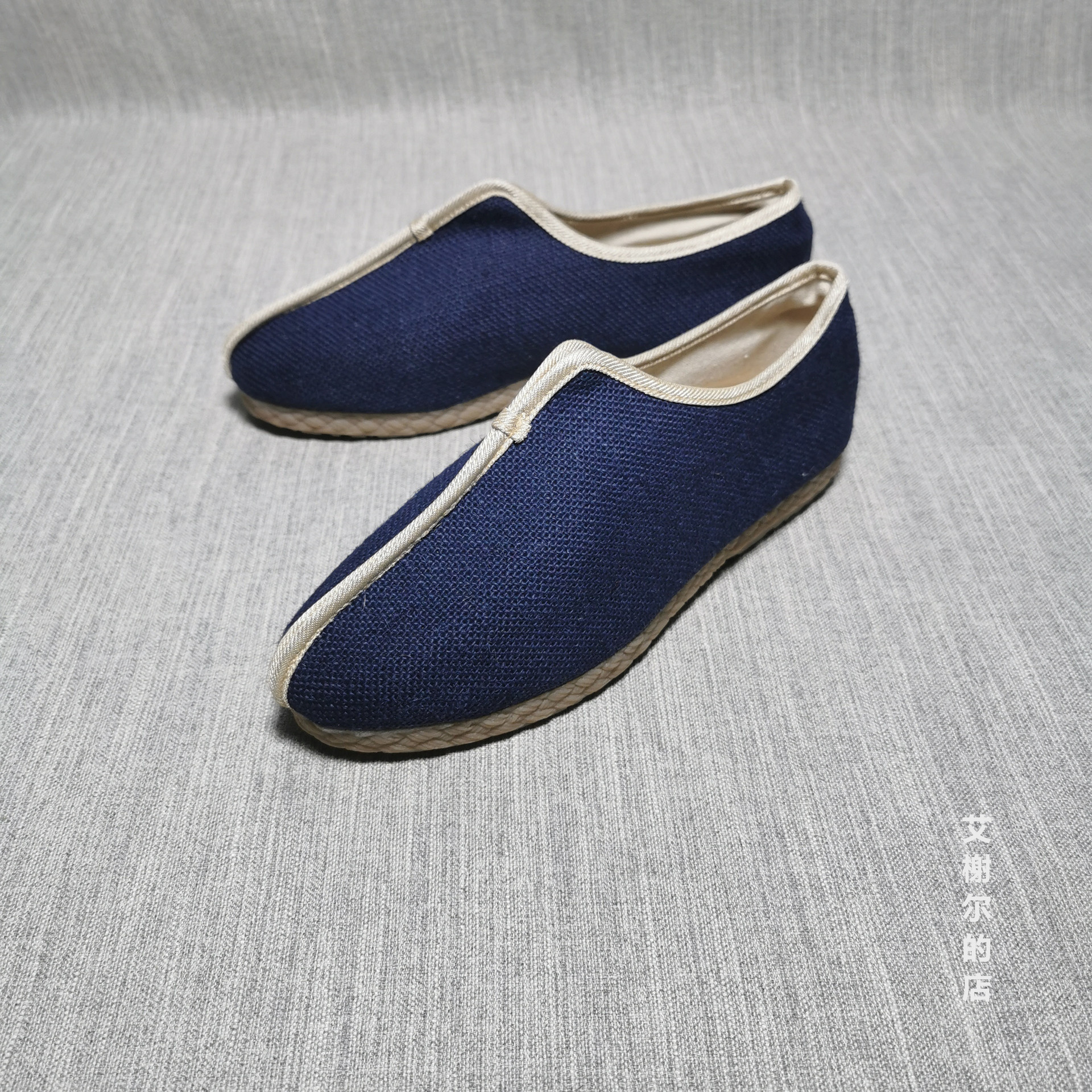 云南僧侣禅修居士鞋复古老北京布鞋中国风亚麻牛筋软底懒人一脚蹬