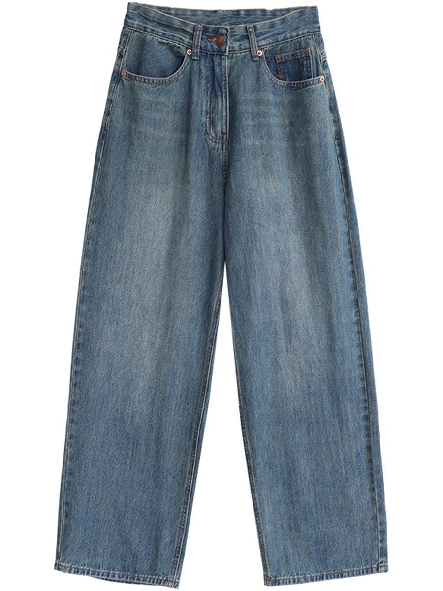 Chicven Endless Migration Retro Blue Casual Loose Wide Leg Jeans Women's Micro Mop Pants