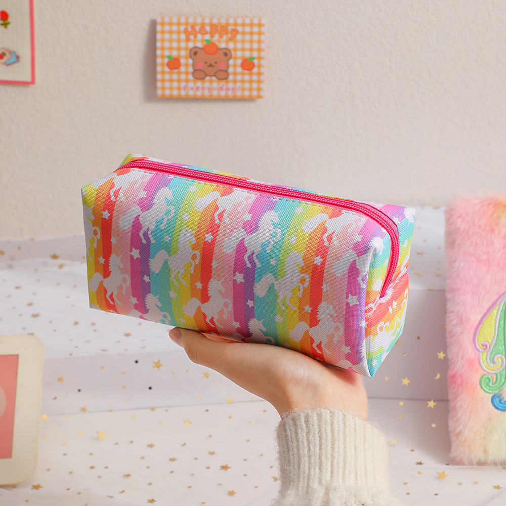 unicorn unicorn cartoon pencil case children‘s rainbow color large capacity stationery buggy bag girl cosmetic bag