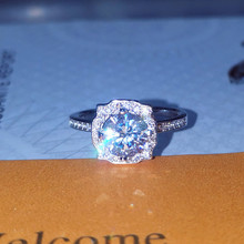 S925纯银戒指D色莫桑钻戒指女式仿真钻正方海瑞温斯同款1克拉结婚